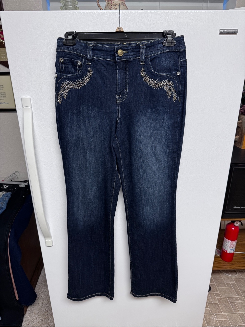 2 pairs of Style & Co. Dark Indigo & Black Embroidered Waist Jeans